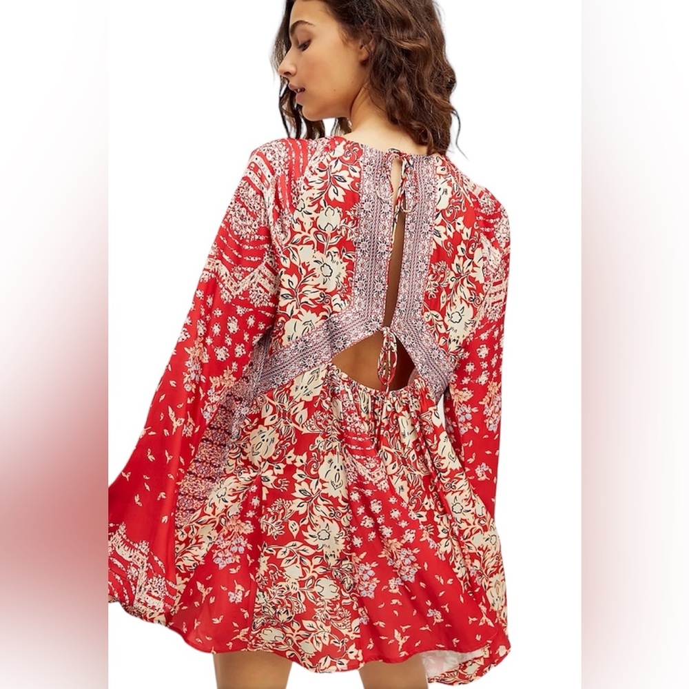 Free People Red Floral Mini Dress